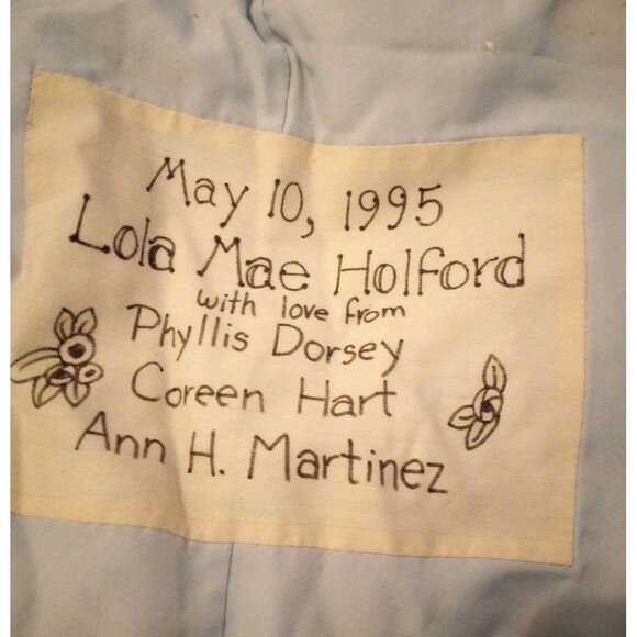 Vintage Patchwork Quilt Satin Velvet Diamonds 90s Signed PHOTOS Cond. 80" X 100" - Picture 12 of 13